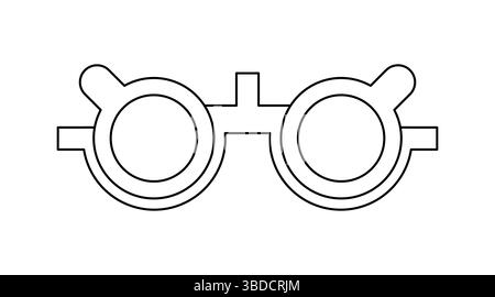 Illustration d'une monture d'essai ophtalmique. Il s'agit d'une monture de lunettes réglable conçue pour tenir divers verres d'essai pour tester la vision et trouver la prescription correcte. Il est utilisé par les ophtalmologistes et les optométristes pour évaluer les erreurs de réfraction d'un patient, comme la myopie (myopie) et l'astigmatisme. Banque D'Images