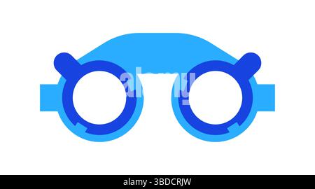 Illustration d'une monture d'essai ophtalmique. Il s'agit d'une monture de lunettes réglable conçue pour tenir divers verres d'essai pour tester la vision et trouver la prescription correcte. Il est utilisé par les ophtalmologistes et les optométristes pour évaluer les erreurs de réfraction d'un patient, comme la myopie (myopie) et l'astigmatisme. Banque D'Images