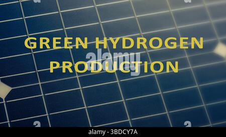 Production d'hydrogène vert. Hydrogène produit par électrolyse alimenté par des sources d'énergie renouvelables comme le solaire ou le vent. Banque D'Images