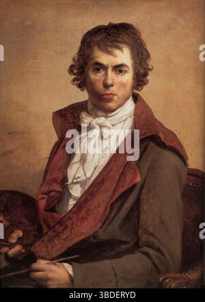 Autoportrait est le titre d'un autoportrait peint par l'artiste Jacques-Louis David en 1794 alors qu'il était emprisonné au Hôtel des fermes pour avoir soutenu les Robespierreans. C'était son troisième et dernier autoportrait. Il a donné le travail à son ancien élève Jean-Baptiste Isabey. Il est entré dans les collections du Louvre en 1852 (inv. 3705). David était un membre actif des Jacobins et était un ami proche de Maximilien Robespierre. Le 27 juillet 1794, au début du coup d'État du 9 Thermidor, David échappe à l'exécution en raison de son absence à l'Assemblée nationale. Comment Banque D'Images