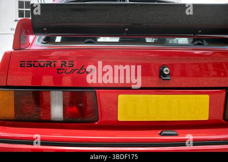 Ford Escort RS Turbo rouge. Série 2, vue arrière. Banque D'Images