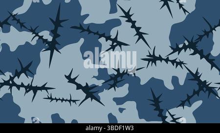 Silhouette du fil de fer barbelé sur le fond d'un camouflage Illustration de Vecteur