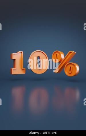 10% en trois dimensions. Illustration 3D. Banque D'Images