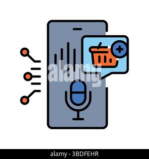 Icône de ligne de couleur de l'assistant d'achat vocal pour les projets numériques et d'impression. Icônes nettes minimales pour les applications et les sites Web. Icônes simples modernes pour UI UX et Illustration de Vecteur