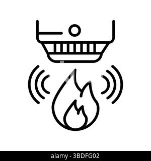 icône de ligne noire de détecteur de fumée pour les projets numériques et d'impression. Icônes nettes minimales pour les applications et les sites Web. Icônes simples modernes pour UI UX et branding Illustration de Vecteur