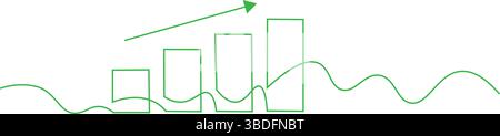 Graphique de croissance : graphique statistique de tendance ascendante, données croissantes : graphique à barres flèche verte, visualisation de la croissance de l'entreprise : graphique de tendance positive Illustration de Vecteur
