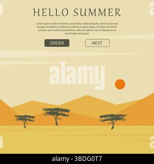 Contexte de la publicité pour les voyages d'été. Bannière de paysage nature safari africain. Parc national du Kenya Illustration de Vecteur