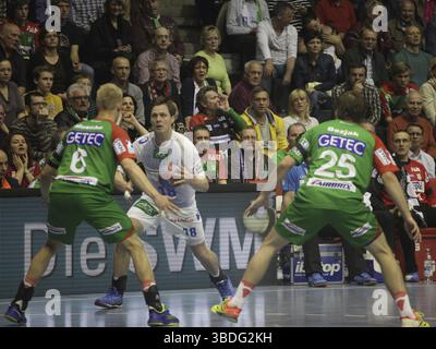 Match SC Magdeburg-HSV Handball 29e journée Bundesliga saison 13/14 Banque D'Images
