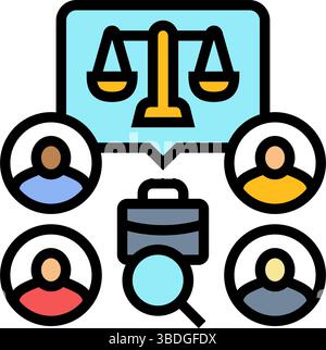 illustration vectorielle d'icône de couleur de chasse de tête d'embauche de diversité et d'inclusion Illustration de Vecteur