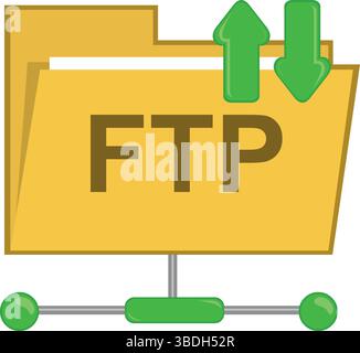 Illustration vectorielle icône de transfert de dossier d'ordinateur fichier FTP logiciel système Illustration de Vecteur