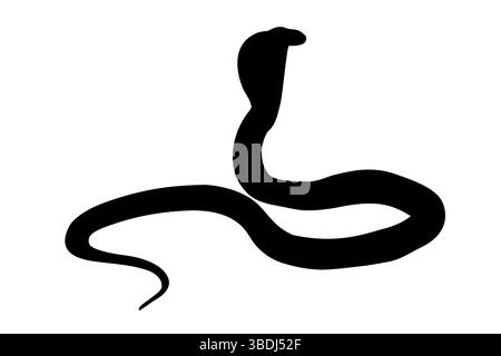 Illustration de rétroéclairage noir King Cobra silhouette isolée sur fond blanc, avec espace de copie, vue derrière Banque D'Images