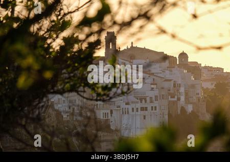 Vue de Maó (Mahón), Minorque, au coucher du soleil Banque D'Images