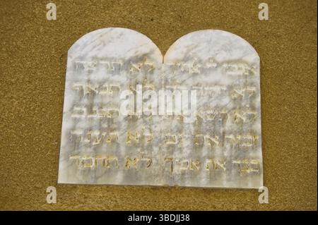 Tablette de pierre, synagogue, Casale Monferrato, Piémont, Alessandria, Italie, plaque, Europe Banque D'Images