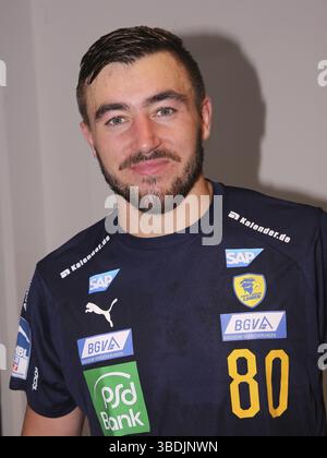 Joueur allemand de handball Jannik Kohlbacher Rhein-Neckar Loewen HBL Liqui Moly Handball-Bundesliga saison 2019-20 6e journée SC Magdeburg, Rhein-Neckar Banque D'Images
