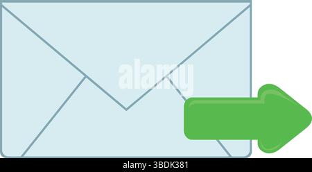 enveloppe de lettre de carte d'illustration vectorielle et flèche de couleur verte , dans le concept d'envoi de message Illustration de Vecteur