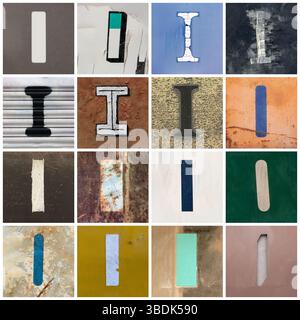 Collection de 16 lettres majuscules I prises dans les rues urbaines Banque D'Images