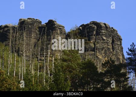 Suisse Bohême, la Suisse Bohême est la partie tchèque des montagnes de grès de l'Elbe dans le nord de la Bohême. Le paysage de Suislan bohème Banque D'Images
