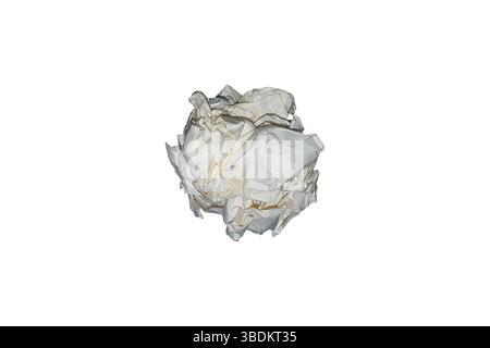 Boule de papier froissée blanche, boule de papier froissée blanche abstraite sur fond blanc Illustration de Vecteur