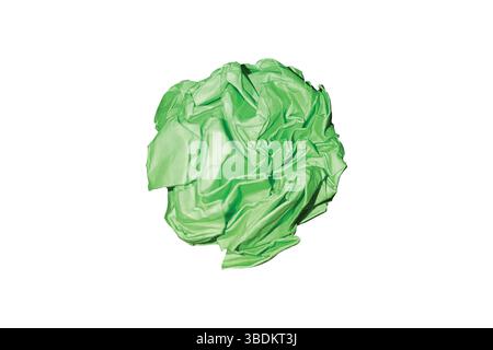 Boule de papier froissée verte, boule de papier froissée verte abstraite sur fond blanc Illustration de Vecteur