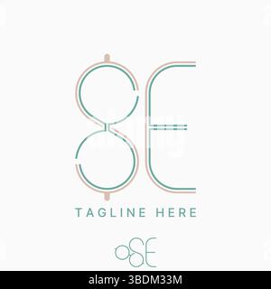 Conception de logo concept graphique créatif premium vecteur image stock top vente initiale se 8E font lunettes doubles lignes monogramme vision médicale optique len Illustration de Vecteur