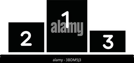 Podium minimaliste noir et blanc avec les numéros 1, 2 et 3 – symbole de classement et de succès Illustration de Vecteur