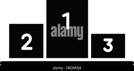 Podium minimaliste noir et blanc avec les numéros 1, 2 et 3 – symbole de classement et de succès Illustration de Vecteur