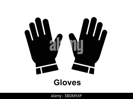 Silhouette de gants avec conception de boucle – concept de vêtements à main minimaliste Illustration de Vecteur