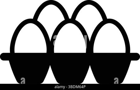 Silhouette d'un carton d'oeufs avec six oeufs dans une composition minimaliste Illustration de Vecteur