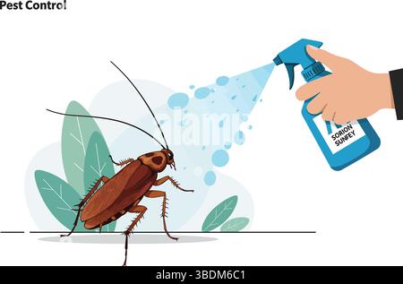 Lutte antiparasitaire - blatte pulvérisé avec un insecticide Illustration de Vecteur