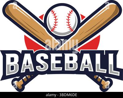 Logo baseball avec battes et balle croisées Illustration de Vecteur