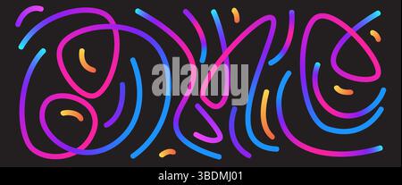 Ensemble de lignes ondulées dégradées colorées. Collection de formes longues abstraites Wave. Griffonnettes décoratives. Eléments spirales courbes irisées. Vecteur Rainbo Illustration de Vecteur