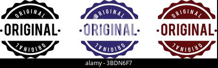 Icône originale, symbole, étiquette, badge, logo, sceau, timbre, signe – symbole authentique de marque de qualité vintage, conception de sceau approuvée en noir, bleu et colo rouge Illustration de Vecteur