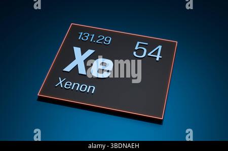 Au - or, métal, tableau périodique des éléments. Au - or, métal, tableau périodique des éléments. Système, matériel, chimique, numéro atomique, poids, science, éducation. Illustration 3D science026s09 Periodic table element Xenon Banque D'Images