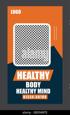 gym fitness instagram et facebook story Illustration de Vecteur