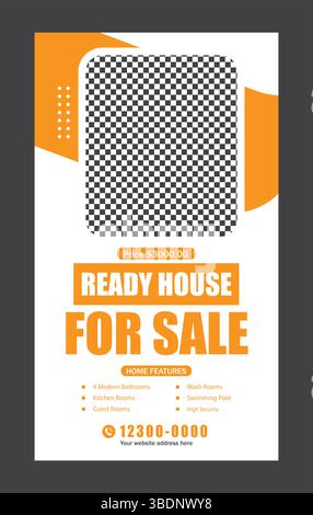 Vente de maison immobilière instagram Story design Illustration de Vecteur
