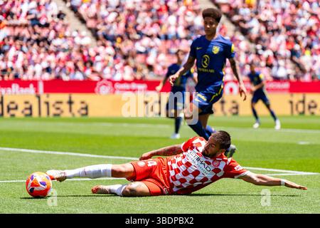 Gérone, Espagne. 25 mai 2025. Portu (Girona FC) en action lors du match de football de la Liga entre Girona FC et Atletico de Madrid, au stade Montilivi le 25 mai 2025 à Gérone, Espagne. Foto : Siu Wu crédit : dpa/Alamy Live News Banque D'Images