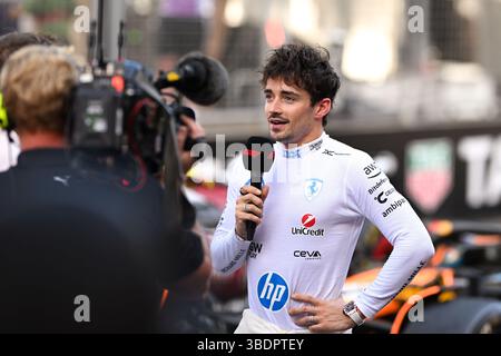Montecarlo, Mezzolombardo, Monaco. 25 mai 2025. Charles Leclerc (Scuderia Ferrari) après avoir remporté la deuxième position du Grand Prix FIA de formule 1 de Monaco 2025 sur le circuit de Monaco à Montecarlo, Monaco. (Crédit image : © Daisy Facinelli/ZUMA Press Wire) USAGE ÉDITORIAL SEULEMENT ! Non destiné à UN USAGE commercial ! Banque D'Images
