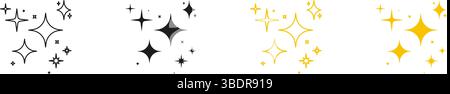 Jeu d'icônes Sparkle et Starburst Line et Solid. Éléments décoratifs scintillants dans la collection de symboles vectoriels. Illustration vectorielle isolée Illustration de Vecteur