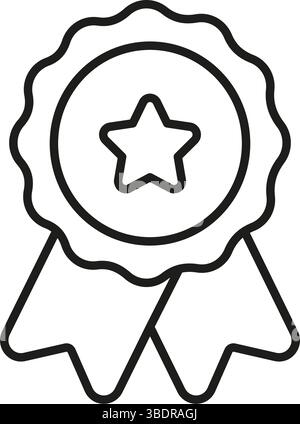 Ruban de récompense avec icône Star Line. Symbole de réussite, d'excellence et de reconnaissance. Badge de mérite, honneur et assurance qualité. Contour modifiable Illustration de Vecteur