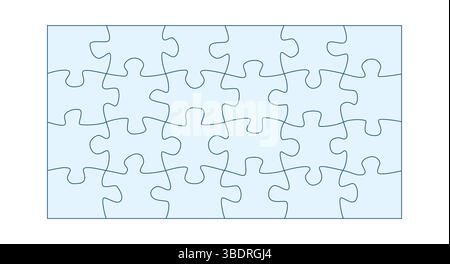 Jeu de pièces de puzzle. Puzzle avec 24 pièces. Gabarit de puzzle. Illustration de Vecteur