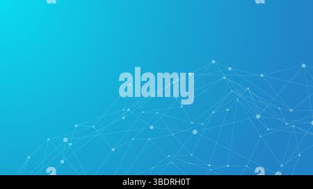 Fond bleu de technologie. Points reliés par des lignes. Onde abstraite. Mesh minimaliste. Forme polygonale abstraite. Illustration de Vecteur