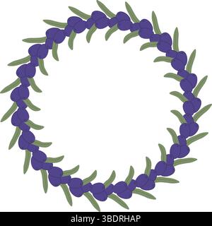 Couronne botanique dessinée à la main avec des baies violettes et des feuilles vertes dans un design décoratif naturel Illustration de Vecteur