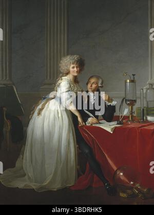 Portrait d'Antoine et Marie-Anne Lavoisier est un double portrait du chimiste français Antoine Lavoisier et de son épouse et collaboratrice Marie-Anne Pierrette Paulze, commandé au peintre français Jacques-Louis David en 1788 par Marie-Anne (à qui David avait enseigné le dessin). Banque D'Images