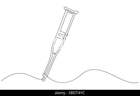 béquilles de dessin d'une ligne pour le soutien des blessés et des personnes âgées. Concept d'équipement médical, dessin continu d'une seule ligne de coude moderne Illustration de Vecteur