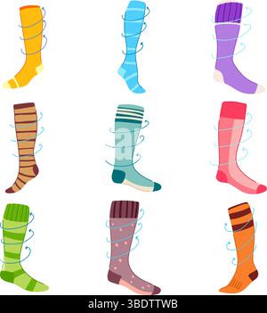 chaussettes de compression set illustration vectorielle de dessin animé Illustration de Vecteur