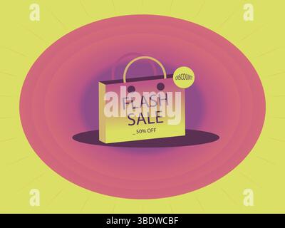 Vibrant fond de vente Instagram avec rose et jaune radial Burst pour la mode et les publicités de médias sociaux - Flat Vector Design Illustration de Vecteur