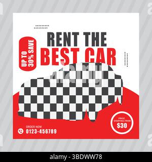 Publication sur les réseaux sociaux de la voiture Illustration de Vecteur