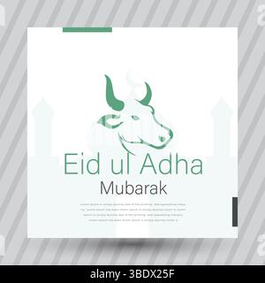 Conception géométrique moderne Eid ul Adha avec vache Illustration de Vecteur