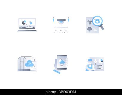 Ferme intelligente et jardinage - ensemble d'icônes de style design plat Illustration de Vecteur
