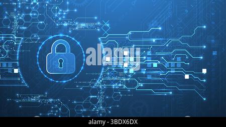 La sécurité des données illustre l'idée de confidentialité des données cybernétiques ou de l'information. Fond de technologie abstraite de couleur. Illustration de Vecteur